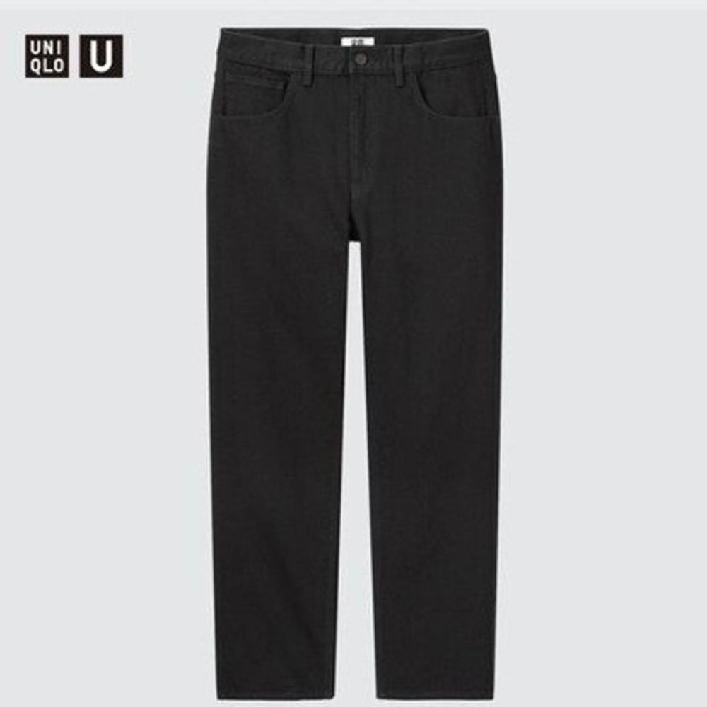 Lemaire Uniqlo U Straight Fit Jeans Men 31x27 Black 100% Cotton High Rise Denim